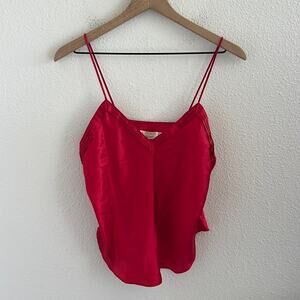 Vintage Victoria's Secret Gold Label Red Slip Cami Top Blouse Small